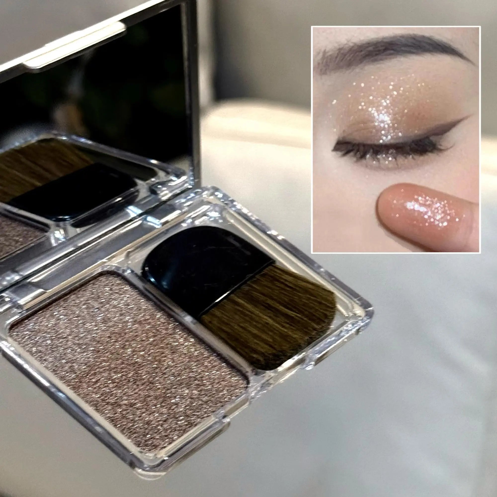 With Brush Bowknot Face Brighten Highlighter Sparking Shine Makeup Plate Fairy Purple Highlight Shimmer Shading Contour Cosmetic Qme