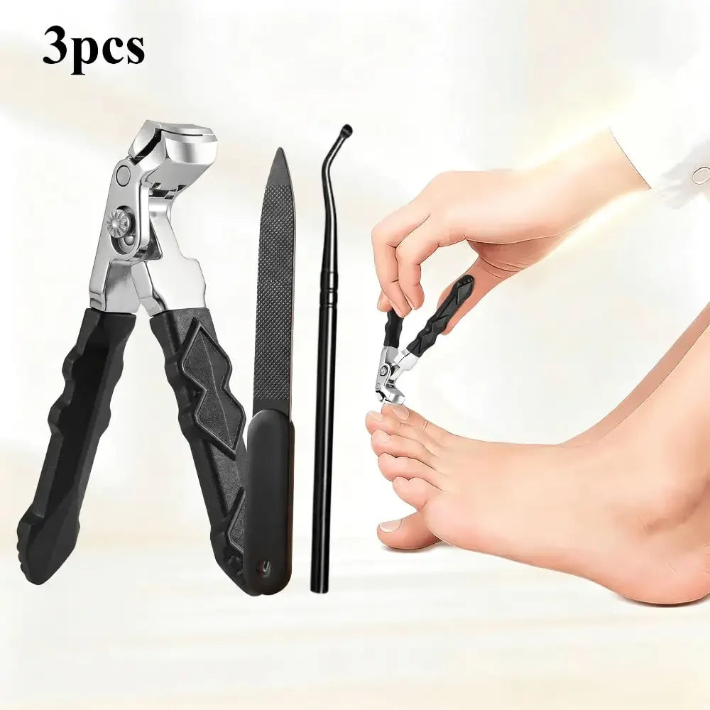 Ergonomic Nail Clippers Seniors Anti-splash Debris Catcher Thick Hard Qme