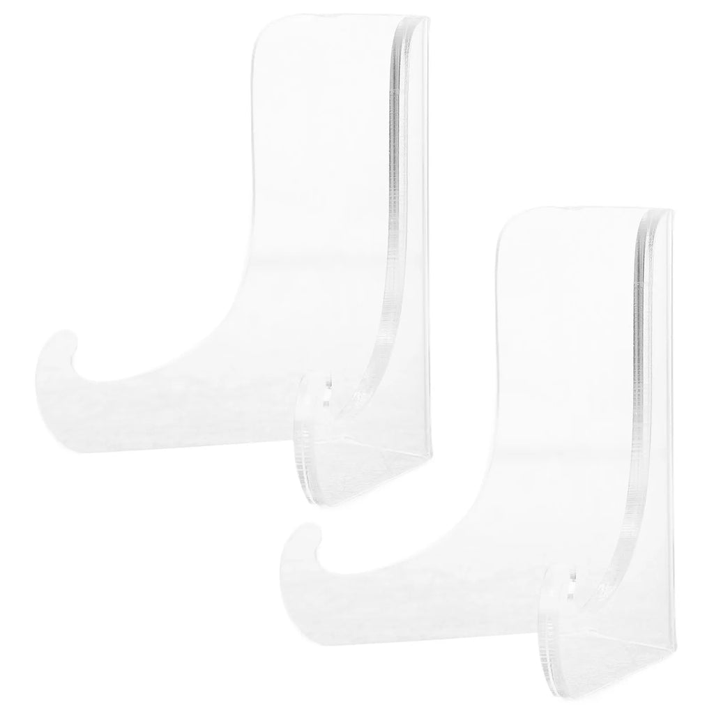2Pcs Clear Acrylic Small Easel Stand for Photos Plates Cards Coins Mini Models Display Holder Home Office Wedding Party Qme