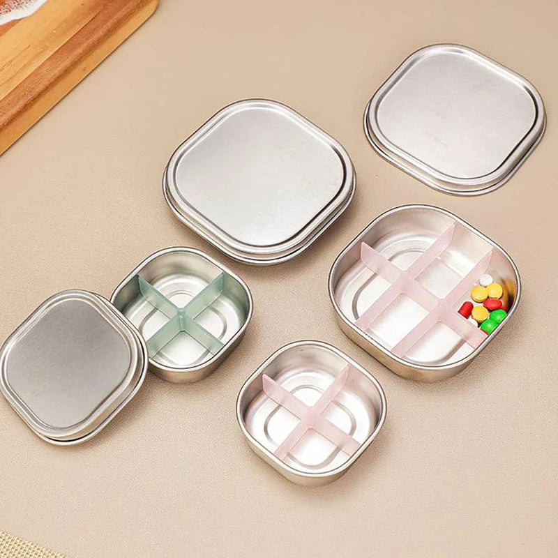 4 6-Grid Pill Organizer Sealed Travel Medicine Box Tablet Storage Qme