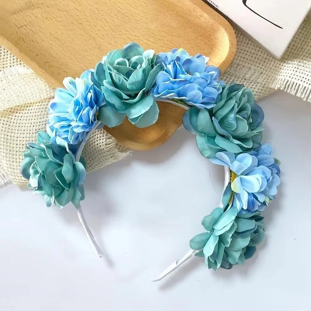 Romantic Floral Headband Wreaths Garland Elegant Artificial Flower Qme
