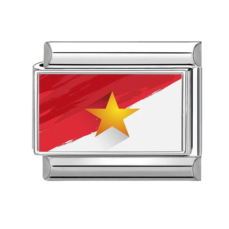 2026 Fashion Vietnamese Independence Day Series Italian Link Fit 9mm Stainless Steel Bracelet Making Bead Charm Jewelry DIY Gift Qme Style 4