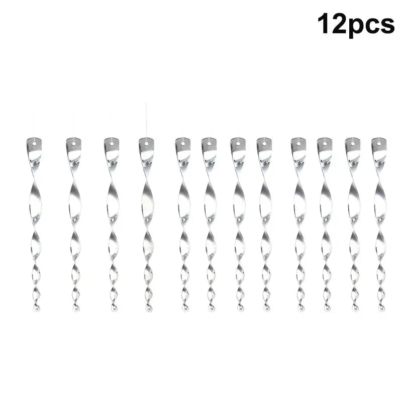 6/10/12Pcs Sparkling Bird Repellent Spiral Reflectors Silvery PS Hanging Deterrents For Garden Scare Away Woodpeckers Pigeons Qme 12pcs Silver