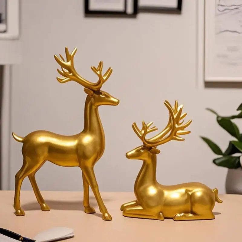 Rustic Table Ornaments Christmas Reindeer Decor For Home Indoor Xmas Holiday Small Statue Reindeer Christmas Decoration Qme