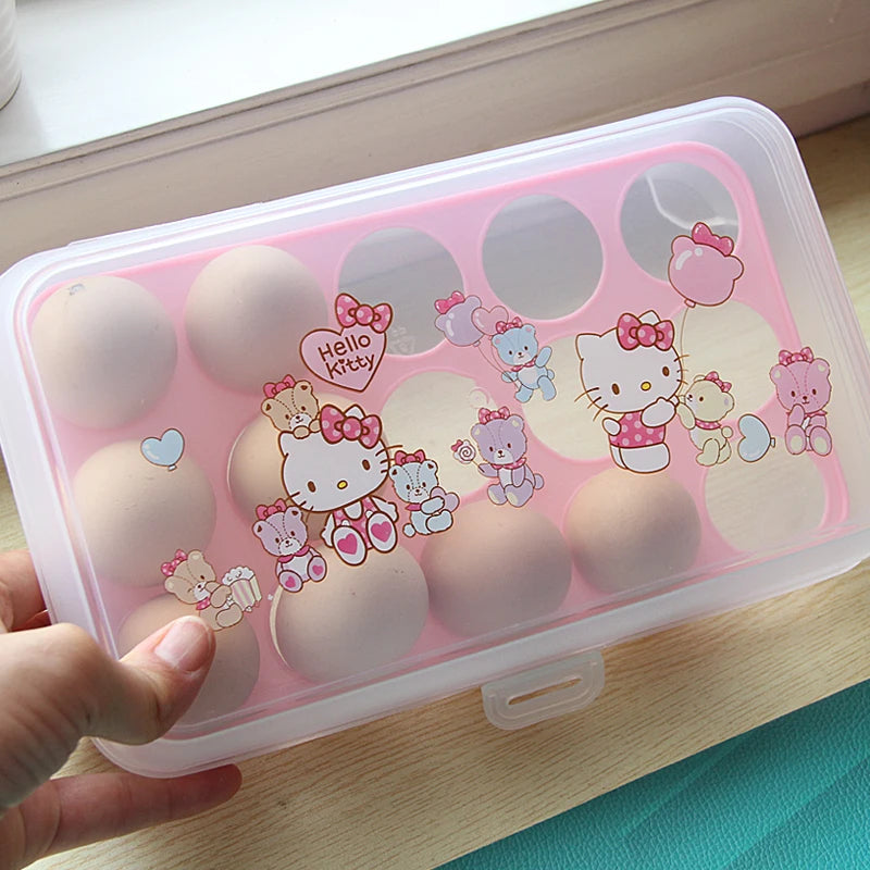 Hello Kitty Food-Grade Storage Containers Egg Cartons Refrigerator and Kitchen Storage Containers Egg Organizers Qme