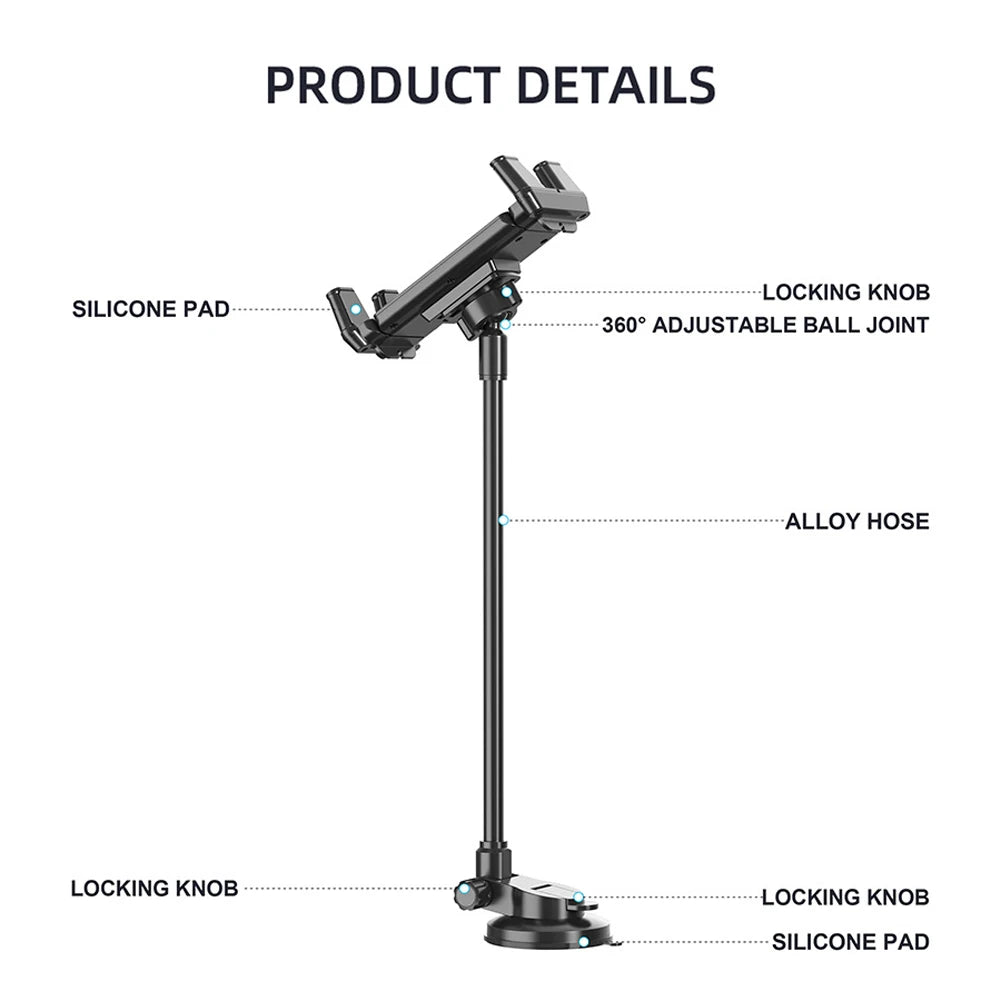 Suction Cup Dashboard Phone Tablet Holder Long Arm Gooseneck Phone Bracket Windshield Cell Phone Support for Truck SUV Vehicle Qme