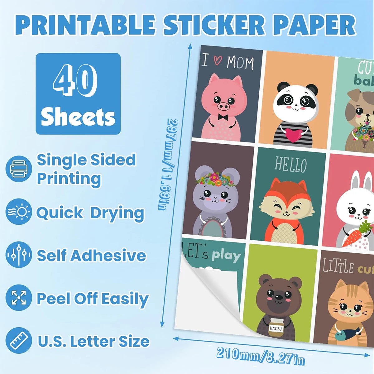 A4 Office Products Self-Adhesive Photo Paper,Glossy Photo Paper, 8.27x11.69inch, 200 GSM, Inkjet for Photos, Labels Qme M-A4 Self-Ad-40
