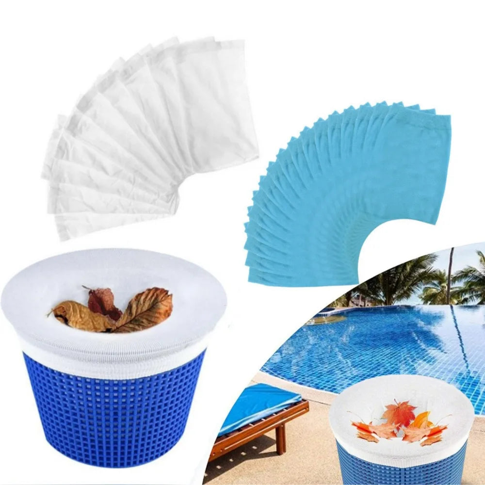 10/20/30PCS Cleaning Nylon Garbage Cover Dustproof and Fallen Leaf Garbage Collection Skim Filter Socks for Pool Cleaning Tools Qme