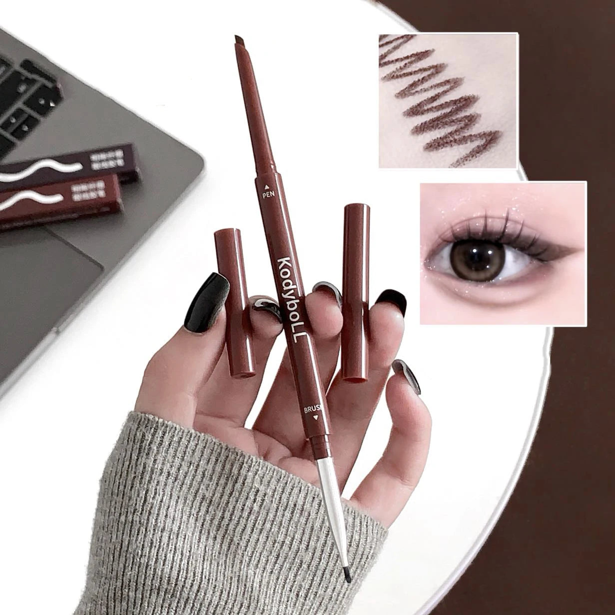Curved Pink Brown Eyeliner Gel Pen Long-lasting Waterproof Ultra-fine Matte Smooth Quick Dry Aegyo-Sal Gel Eye Shadow Pen Makeup Qme
