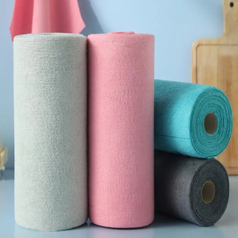 Kitchen Towels Microfiber Cleaning Cloths Reusable Lint-free 1 Roll Qme