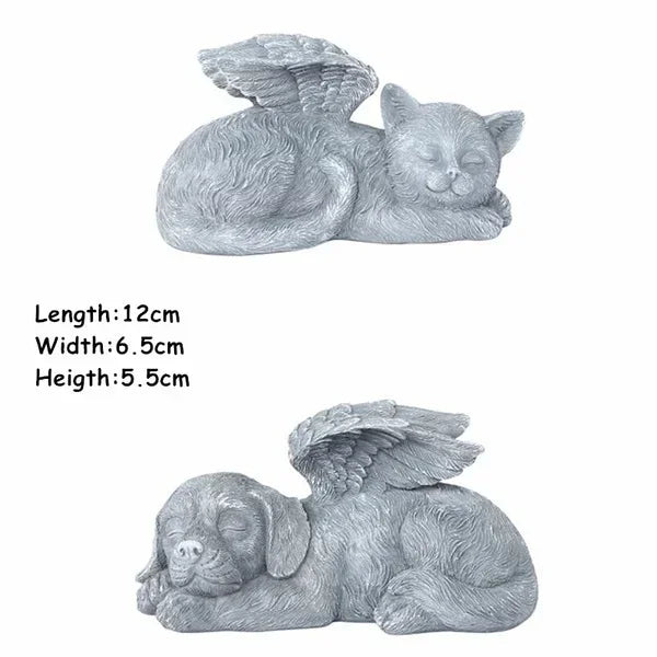 Resin Angel Dog Cat Statue Garden Decoration Puppy Tombstone Sculpture Ornament Garden Home Decor Gift Qme