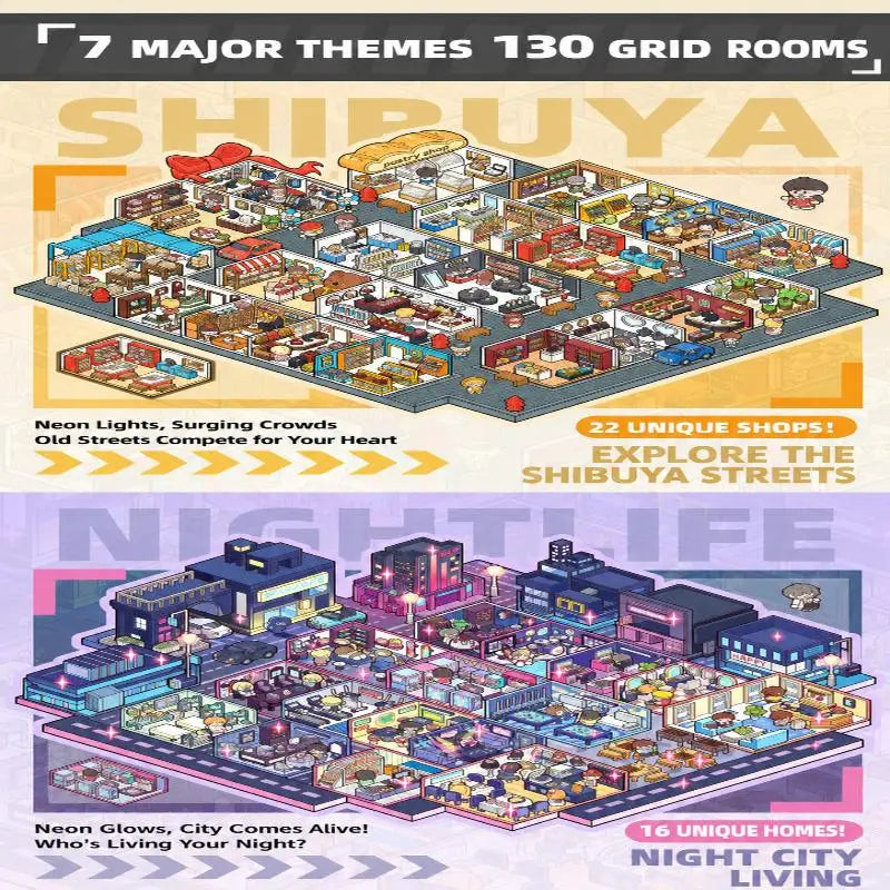 DIY Art Micro Scene Sticker Book 120 Grid Room Scenes 7 Themes Kids Qme