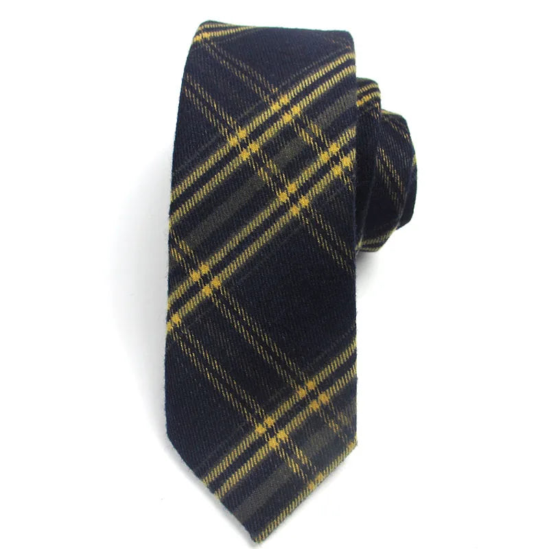 Fashion Woven Cotton Ties Men Skinny Neck Tie Wedding Casual Plaid Qme RT6