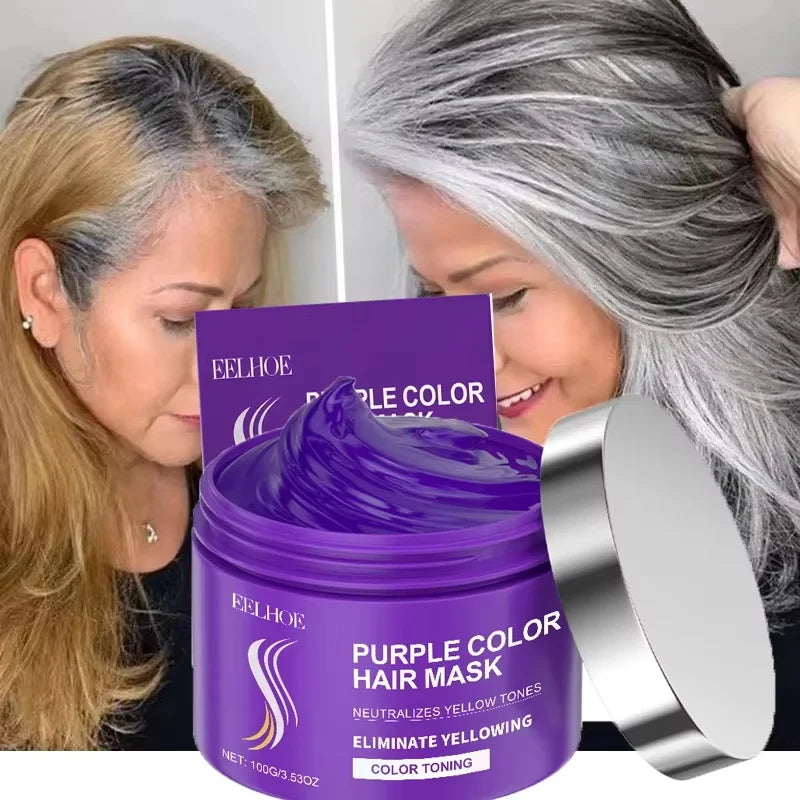 Keratin Purple Hair Mask 100g Repair Treatment for Gray & Yellowing Hair, Anti-Brass Toning Mask for Blonde & Bleached Hair Qme 1pc