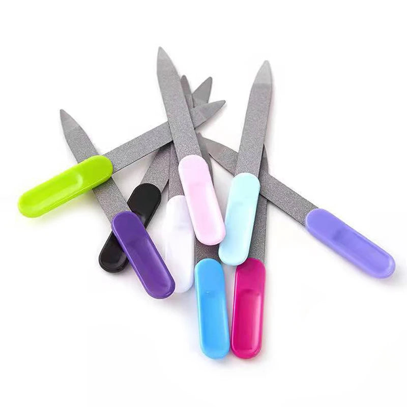 10 Lot Reuse Nail Art Buffer Files Stainless Steel Plastic Handle Qme 10 Pcs Mix