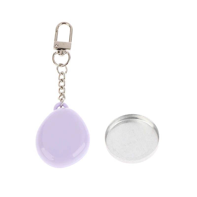Colorful Portable Makeup Compact Empty Refillable Case Aluminum Tray Qme Purple Keychain