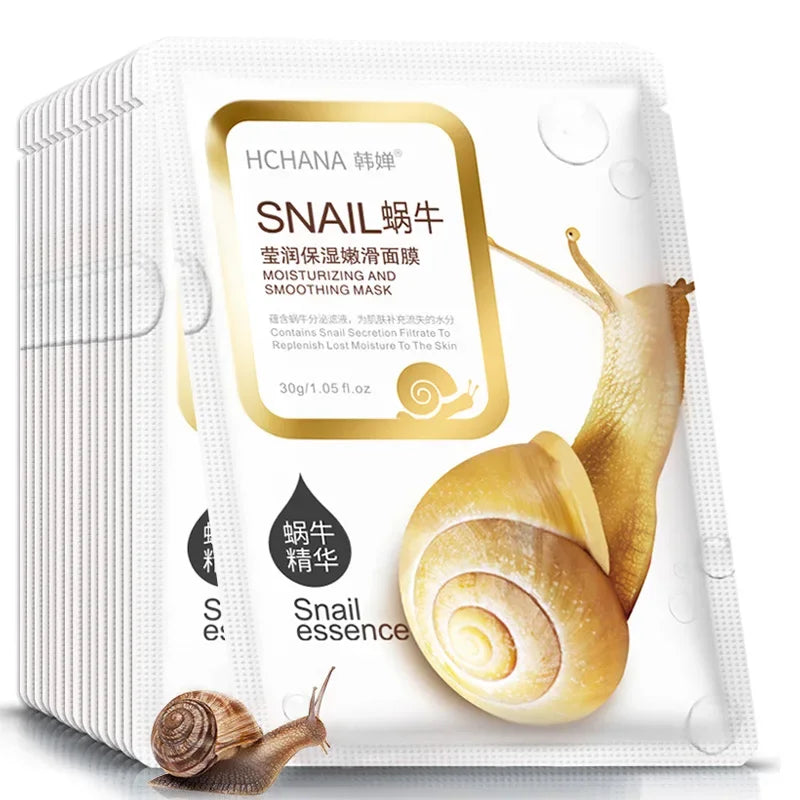 10pcs Snail Moisturizing Face Mask Replenishment Oil Control Tender Face Sheet Masks Facial Mask Skin Care Korean Cosmetics Qme Default Title