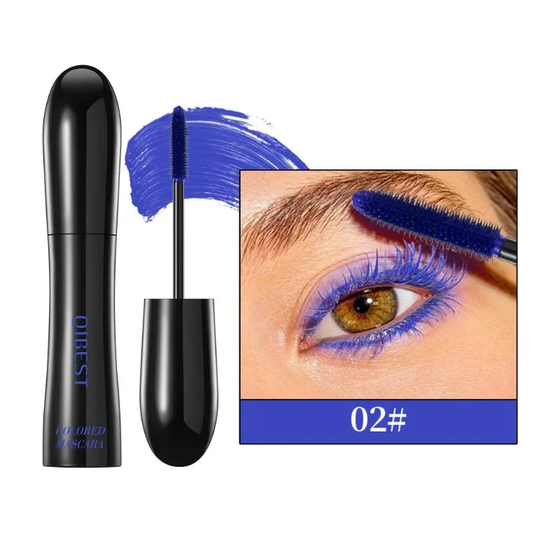 6 Colorful Mascara Waterproof Long-lasting Voluminous & Lengthening, Smudge-Proof for Halloween Costume Party & Stage Makeup Qme 02 blue