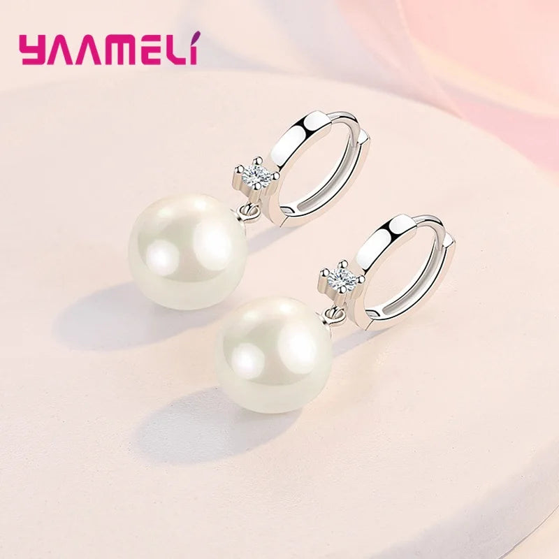 Fashion 925 Sterling Silver Color Jewelry Set Freshwater Pearl Necklaces Earrings For Women Girls Super Nice Anniversary Gift Qme