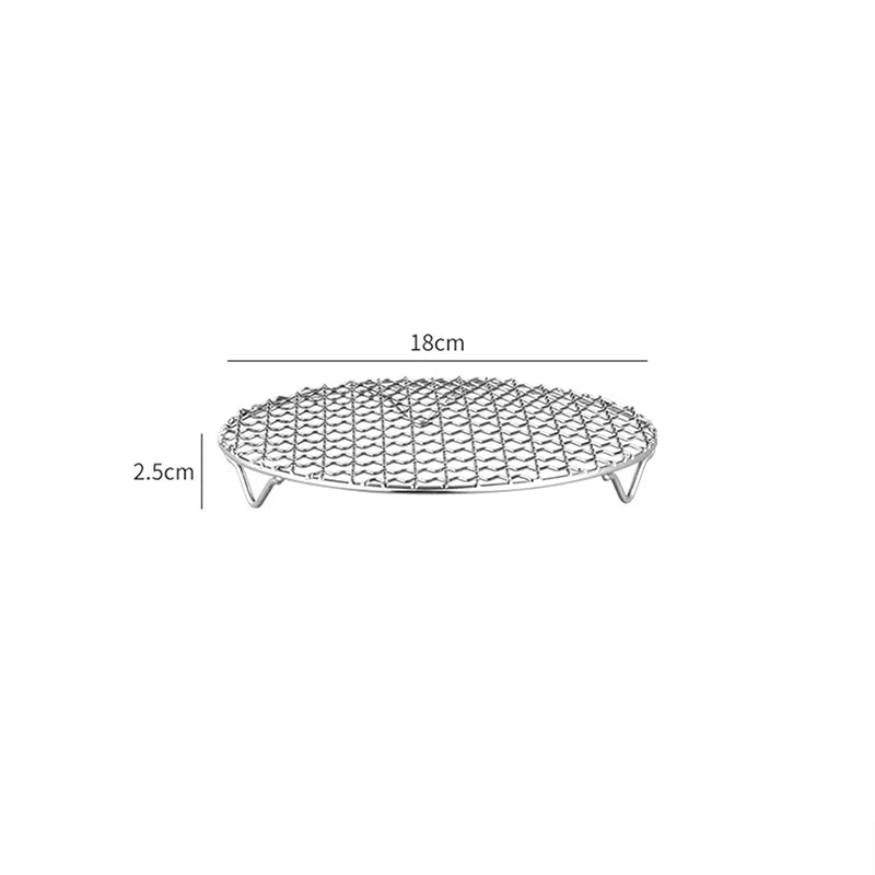 Round Air Fryer Rack Legs Stackable Grid Grilling Stainless Steel Qme 18cm