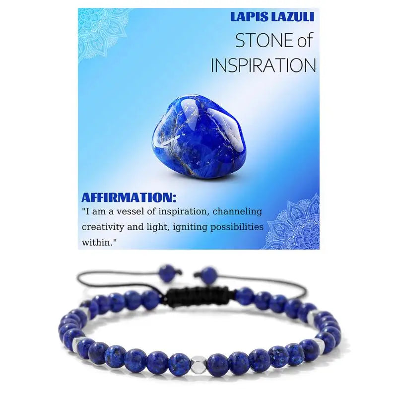 4mm Hematite And Natural Stone Bead Braided Adjustable Bracelet Suitable For Men And Women Daily Wear Holiday Gift Jewelry Qme A10