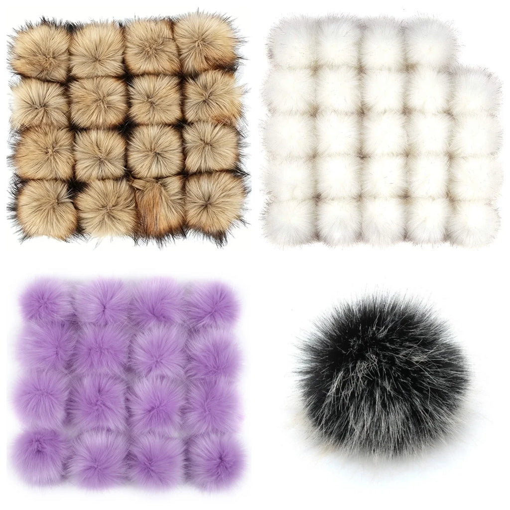 Artificial fur Pom Pom ball 10cm detachable soft elastic accessory for hats, scarves, keychains DIY crafts decoration winter hat Qme