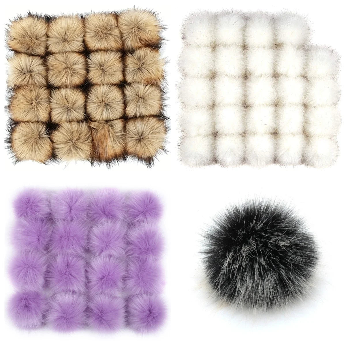 Artificial fur Pom Pom ball 10cm detachable soft elastic accessory for hats, scarves, keychains DIY crafts decoration winter hat Qme