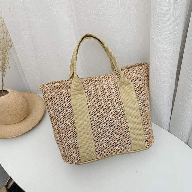 Handwoven Straw Shoulder Crossbody Bag Large Capacity Summer Women Qme Khaki