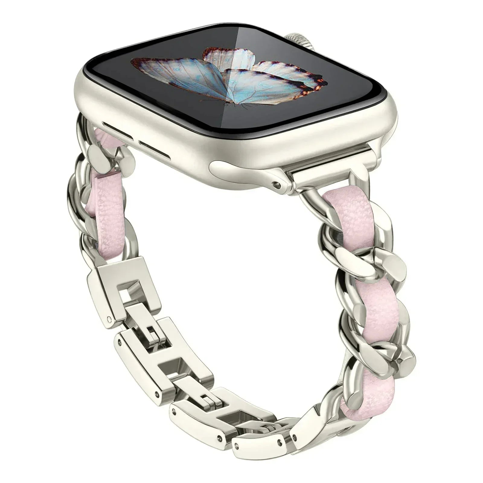 Stainless Steel Strap for Apple Watch Band 49mm 38mm 42mm 40mm 44mm Metal Bracelet iWatch Series 8 7 6 SE 5 4 3 2 1 ultra Strap Qme Starlight P 38 40 41mm