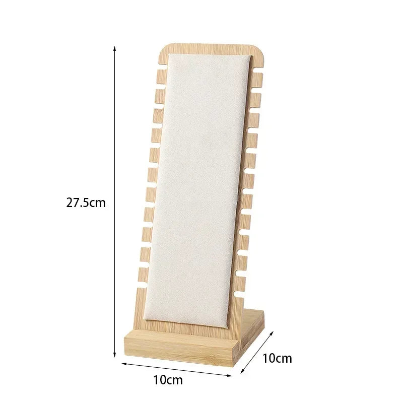 Solid Bamboo Wood Jewelry Display Stand Necklace Showcase Holder Pendant, Long Chain Handing Organizer Holder For Necklaces Qme