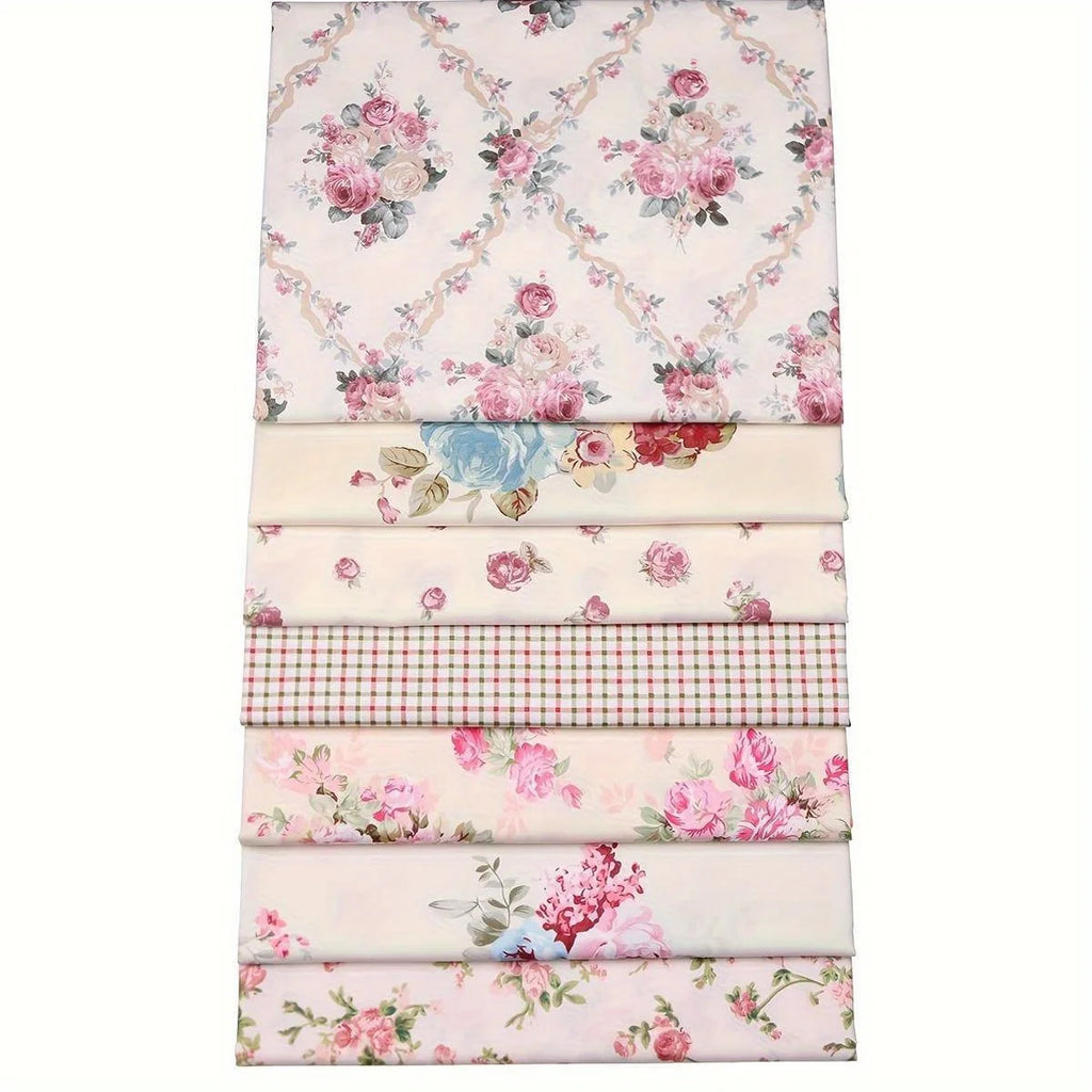 Pastoral Pink Rose Printed Soft Breathable for Girls Dress Apron Cushion Cover，for quilting, sewing, splicing, and DIY crafts Qme