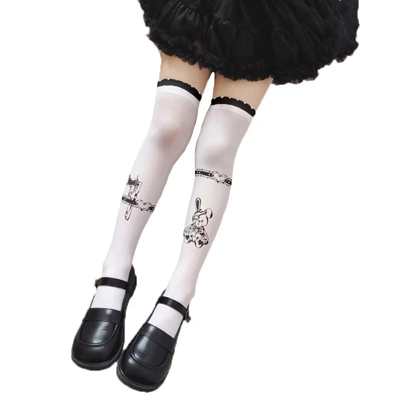 Girl Long Tube Sexy Cute Sweet Lolita Thigh Stockings Cartoon Knee Qme style21 One Size