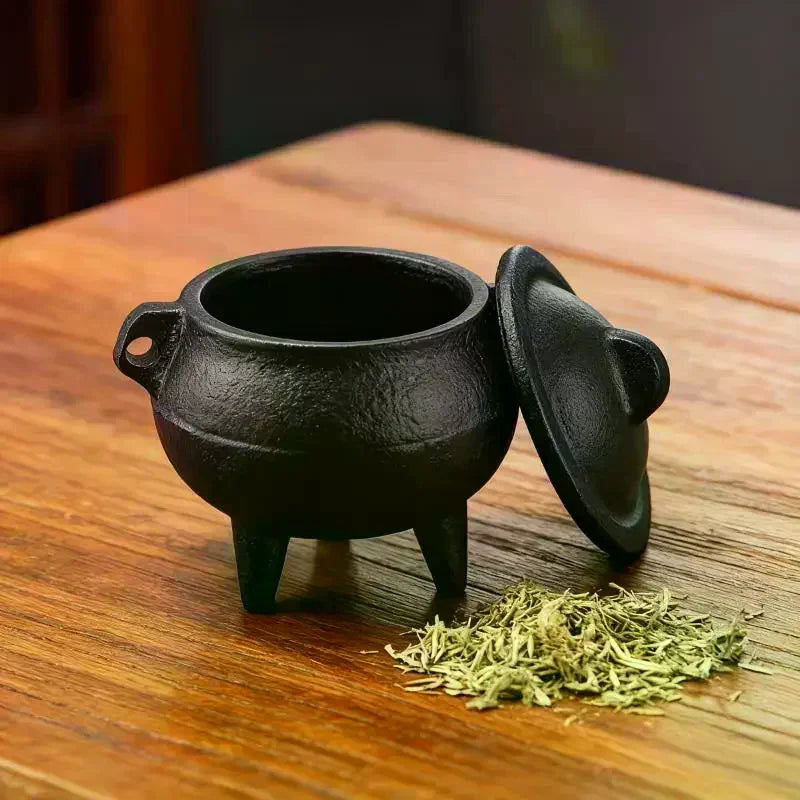 Mini Cast Iron Sandalwood Incense Holder Sage Smudge Pot Burner Home Decor Suitable For Meditation Yoga Halloween Qme
