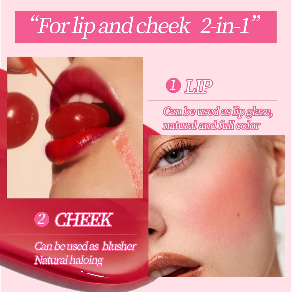 QIBEST Moisturizing Lip Glaze Lasting Dual-use Natural Effect Lips Eyes Cheek Lip Gloss Tint For Beauty Women Lip Stain Makeup Qme
