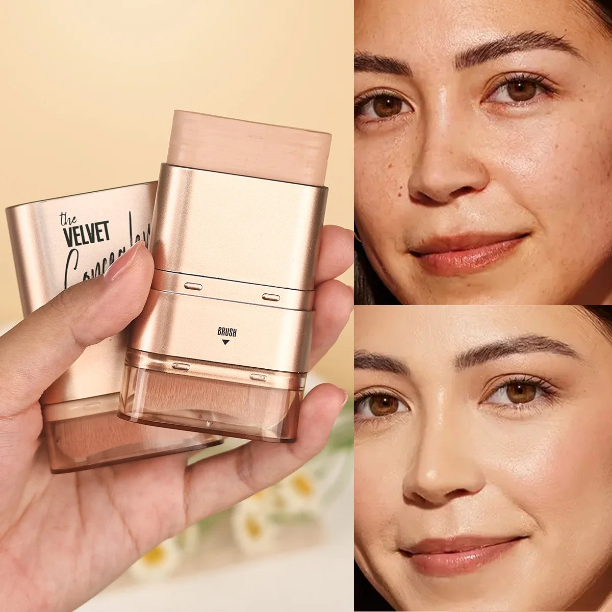 2-in-1 Concealer and Foundation Stick, Covers Dark Circles, Waterproof and Sweat-Resistant, Creates Flawless-Looking Makeup Qme