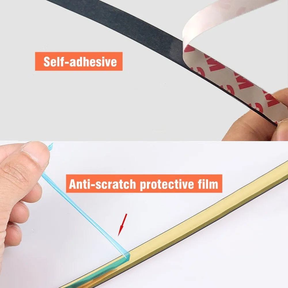 5M PVC Self-adhesive Waterproof Gold Tape Ceiling Background Wall Decoration Line Tile Gap Sticker Furniture Edge Banding Strip Qme