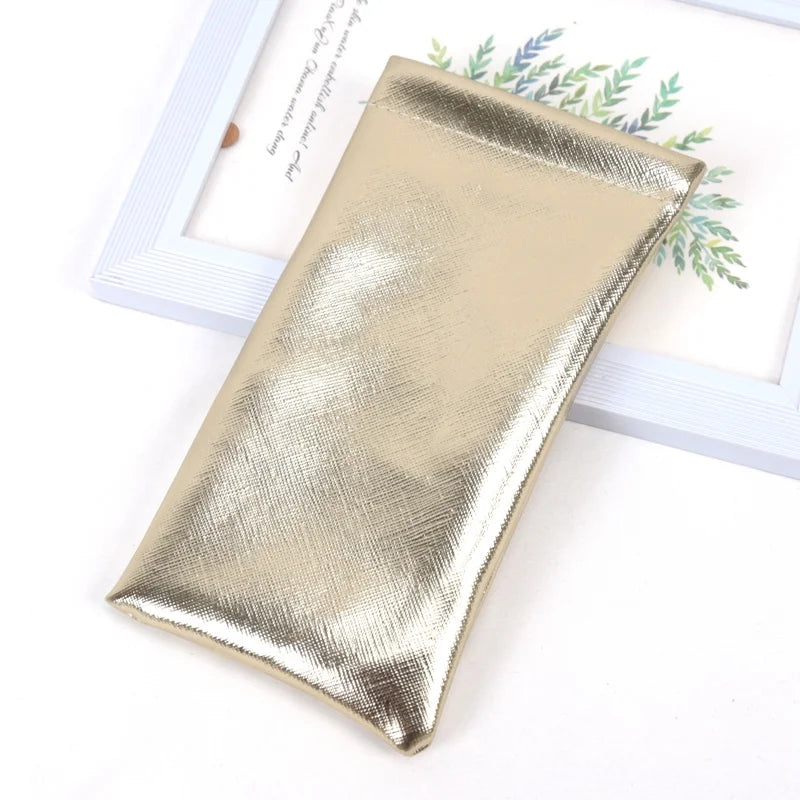 Soft PU Leather Protable Women Sunglasses Protector Travel Pouch Qme Gold