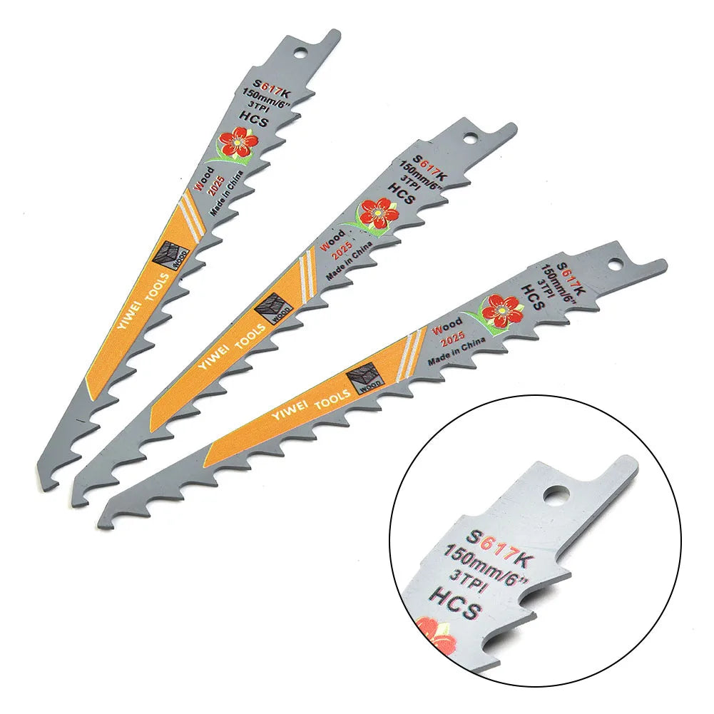 3Pcs 150mm 3 TPI HCS Reciprocating Saw Blades Saber Saw Handsaw Multi For Wood Metal PVC Tube Cutting Saw Blades Tools Qme