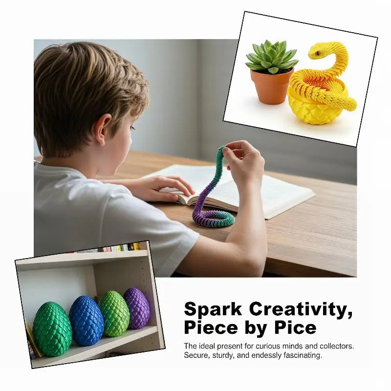 3D Printed Snake Egg Mobility Simulate Ornament Cool Funny Figurine Qme