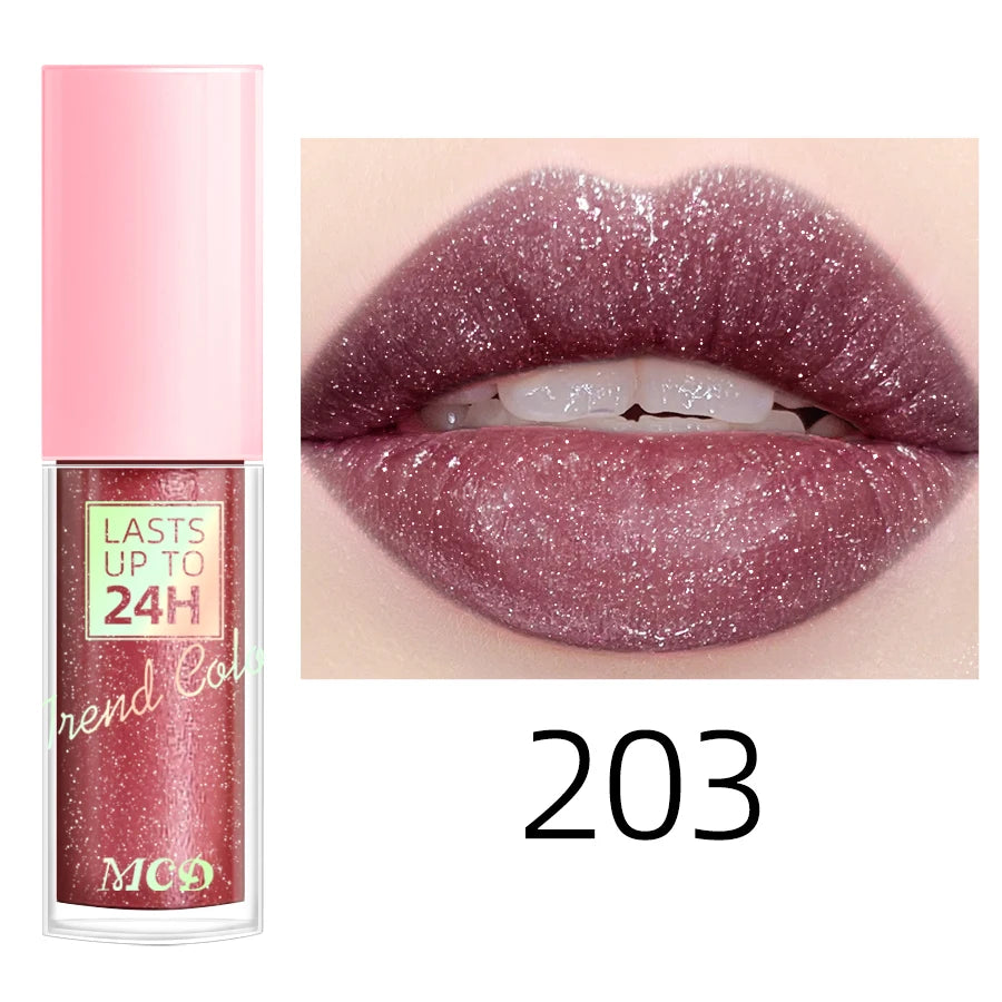 18 Colors Glitter Lip Glaze Long Lasting Gloss Waterproof Liquid Qme 203