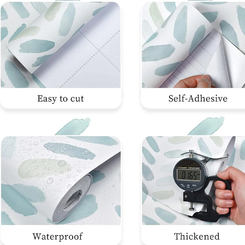 Green White Wallpaper Peel Stick Boho Contact Paper Cabinets Leaf Qme