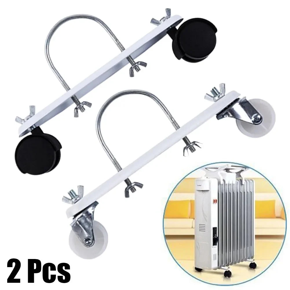 2pcs Oil Ting Pulley Brackets Hydroelectric Radiator Electric Heater Mobile Brackets 360°Degree Directional Wheels Stands Qme
