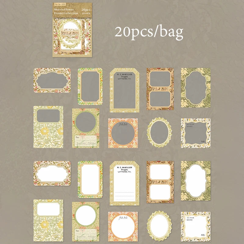 Special Shaped Border Sticker Pack,Vintage DIY Craft Supplies for Photo Frame Decor,Aesthetic Decorative Stickers Qme E