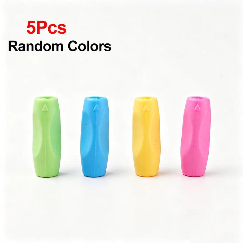 Silicone Pencil Grips, 5/10pcs Posture Correction Pen Holders For Kids & Students,Adjustable Holder,Random Colors Qme 5pcs random colors
