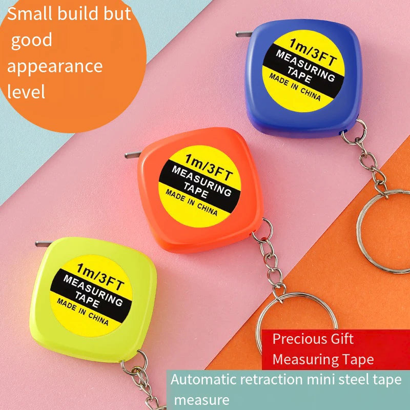 1M Keychain Tape Measure Mini Measuring Functional Pocket Retractable Qme