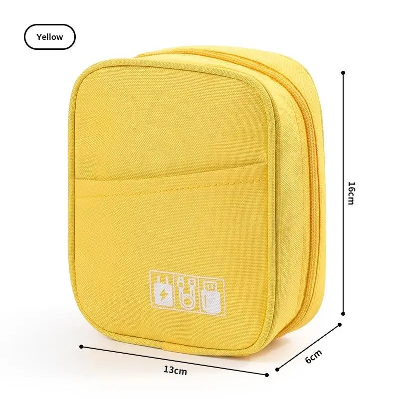 Waterproof USB Cable Organizer Bag Portable Digital Accessories Qme Yellow
