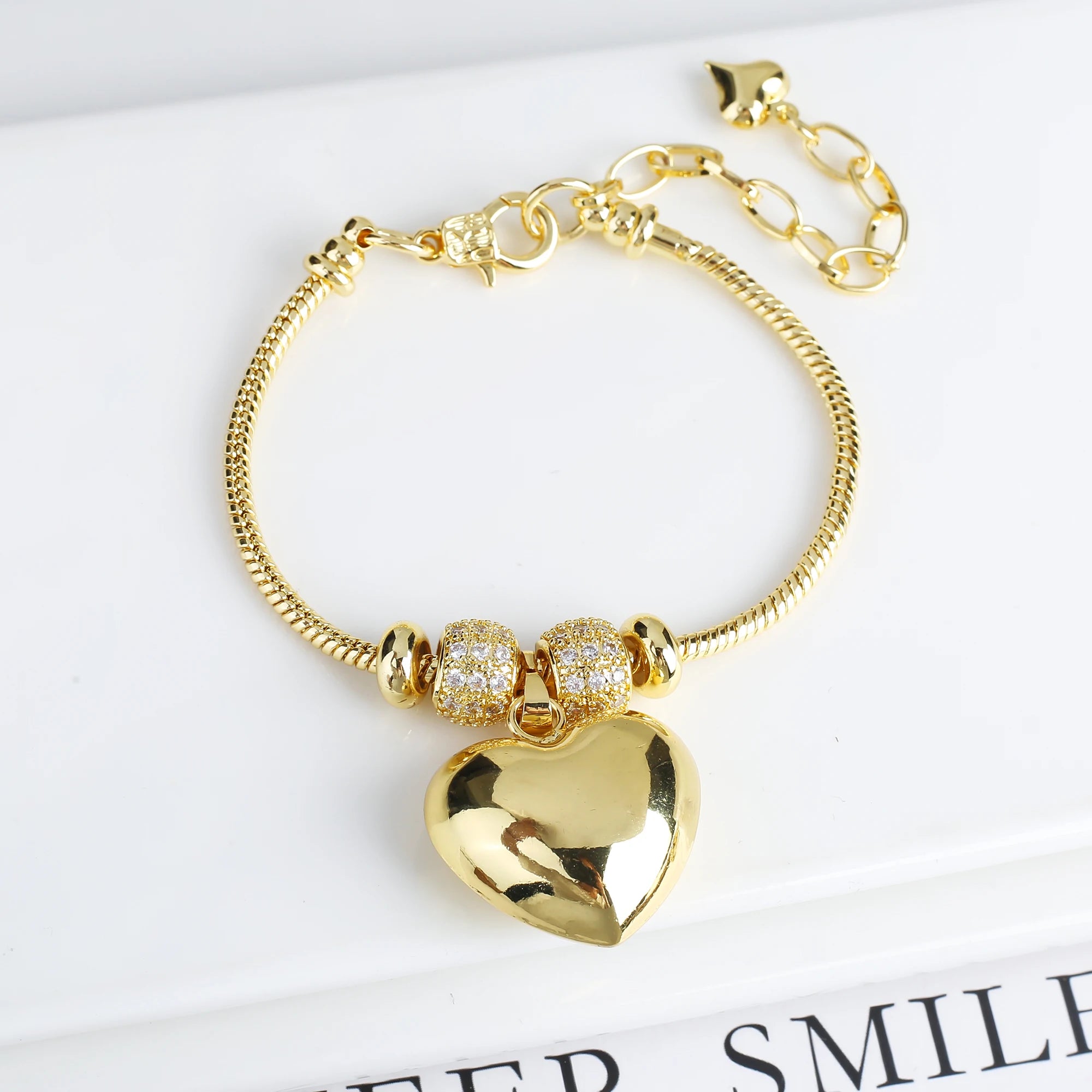 Adjustable Zirconia Geometric Character Heart Shape Snake Chain Bracelet Fashion For Woman Girl Holiday Birthday Jewelry Gift Qme 2