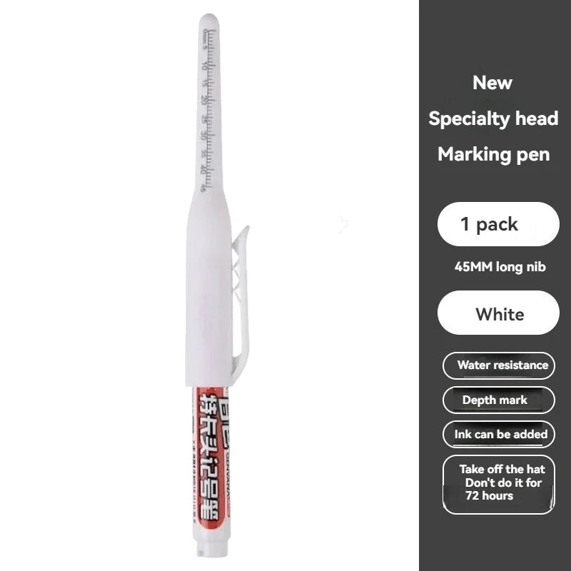 1-40Pcs 45mm Waterproof Deep Hole Marker Pens Long Nib Head Carpenter Pen Black White Ink for Multi-Purpose Woodworking Tools Qme