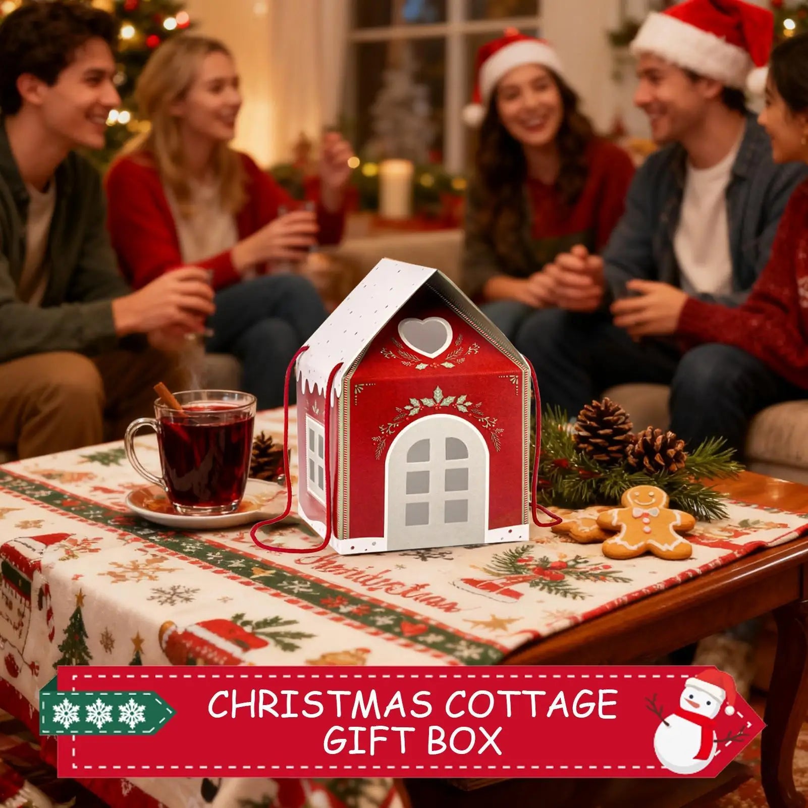 Candy Boxes Christmas House Shape Paper Supports Container Holiday Qme