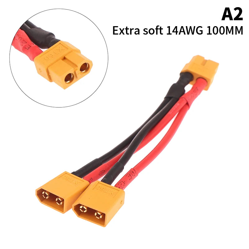 Male Female Cable Dual Extension Y Splitter 3-Way 14AWG Silicone Wire Qme 1 female to 2 male